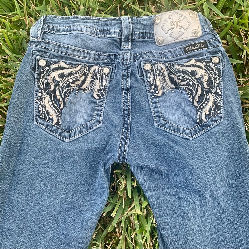 Miss Me Embellished Rhinestone Slim Fit Jeans Size 27